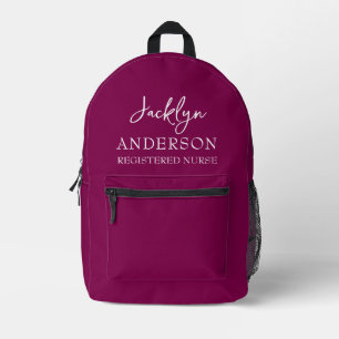 Elegant Maroon Custom Nurse  Printed Backpack