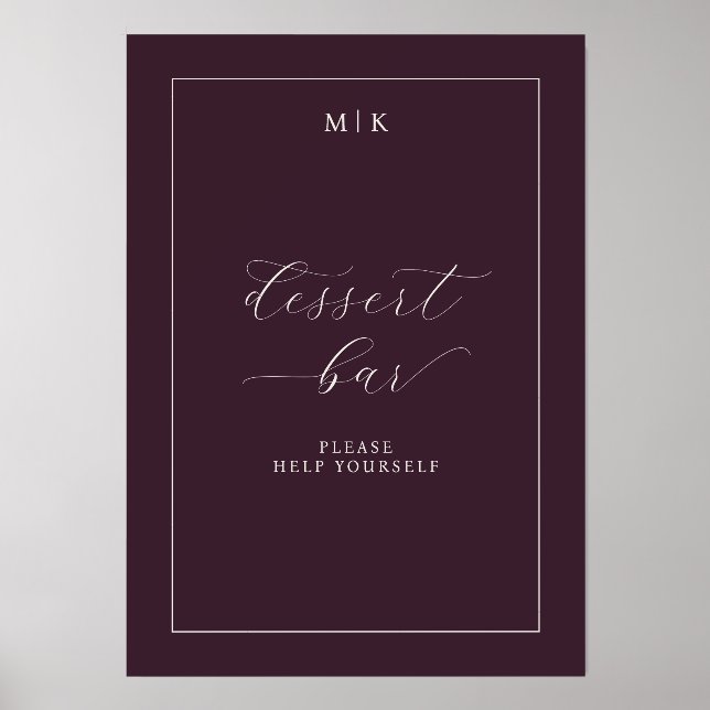 Elegant Maroon Dessert Bar Sign Holder (Front)