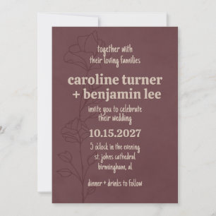 Elegant Maroon Floral Wedding Invitation