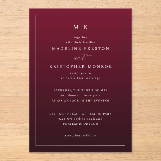 Elegant Maroon Formal Invitation (Front)