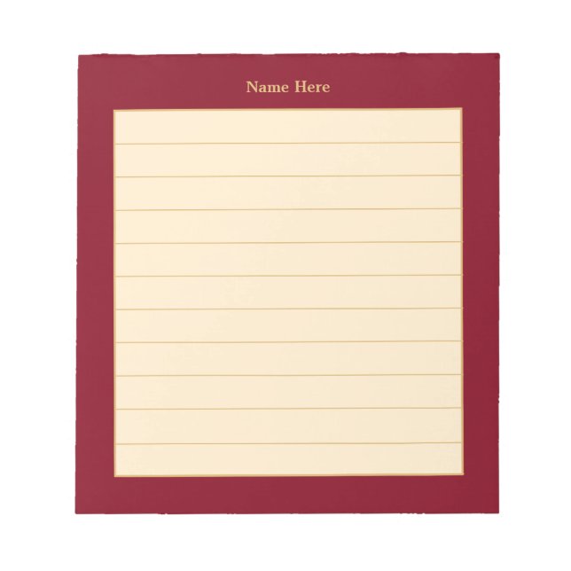 Elegant Maroon Frame Lined Notepad (Front)