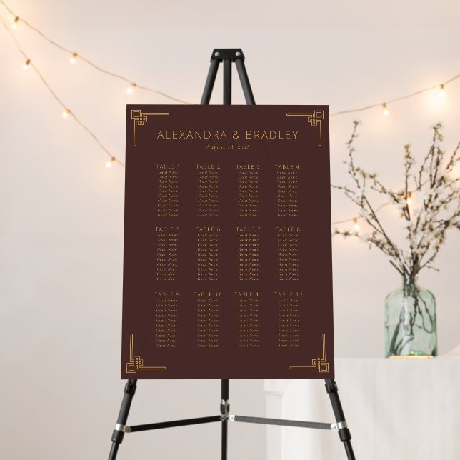 Elegant Maroon Geometric Table Planner Foam Board (In Situ (Stand))