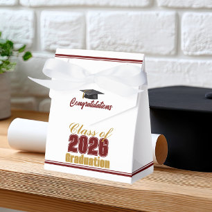 Elegant Maroon Gold Class of 2026 Graduation Favor Boxes