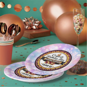Elegant Maroon Gold Glitter Birthday Star Personal Paper Plates