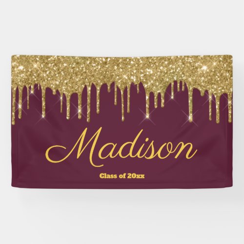 Elegant Maroon Gold Graduation Party Class of 2024 Banner