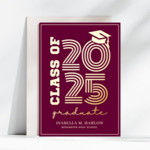 Elegant Maroon Gold Highschool Grad Announcement