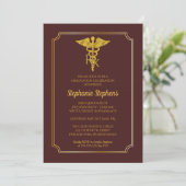 Elegant Maroon | Gold Rx Pharmacy Graduation Party Invitation (Standing Front)