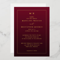 Elegant Maroon Gold Wedding Invitation Foil Invitation