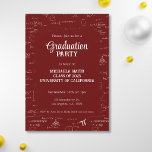 Elegant Maroon Hand-Lettering Math Graduation Invitation<br><div class="desc">Maroon elegant mathematics academic invitation with a background of math formulas and equations. Perfect for math and engineering graduates. Illustrated and designed by Patricia Alvarez.</div>