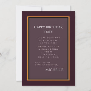 Elegant Maroon "Happy birthday, dad" Card