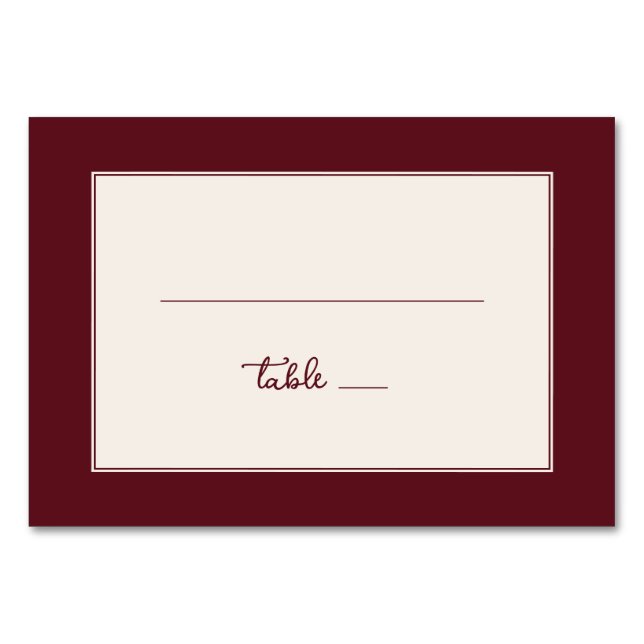 Elegant Maroon Minimalist Table Assignment Number (Front)