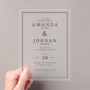 Elegant Maroon Minimalist Wedding Invitation
