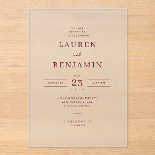 Elegant Maroon Minimalist Wedding Invitation