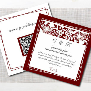 Elegant Maroon Monogram Details Enclosure Card