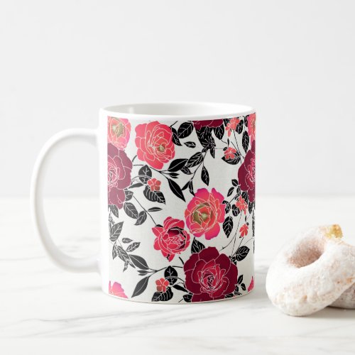 Elegant Maroon Pink Burgundy Rose Flower Coffee Mug