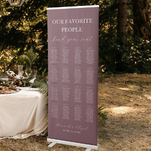 Elegant Maroon Red 16 Tables Seating Chart Wedding Retractable Banner