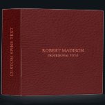 Elegant Maroon Red Faux Leather Print 3 Ring Binder<br><div class="desc">Elevate your professional image with our maroon red vintage faux leather binder design. Perfect for any corporation or individual looking to make a statement. Customize with muted pink typography to add a personal touch. Contact us to discuss matching the leather texture to your brand colors for a seamless look.</div>