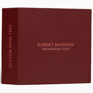 Elegant Maroon Red Faux Leather Print 3 Ring Binder