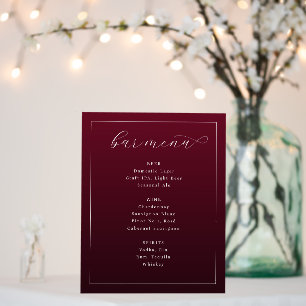 Elegant Maroon Serif Bar Menu Foam Board