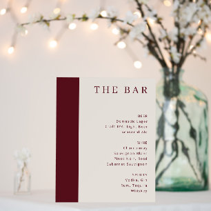 Elegant Maroon Serif Bar Menu Foam Board
