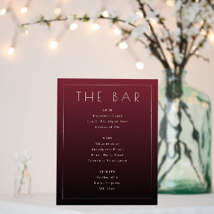 Elegant Maroon Serif Bar Menu Foam Board