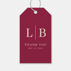 Elegant Maroon Serif Wedding Favor Tag