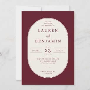 Elegant Maroon Serif Wedding Invitation