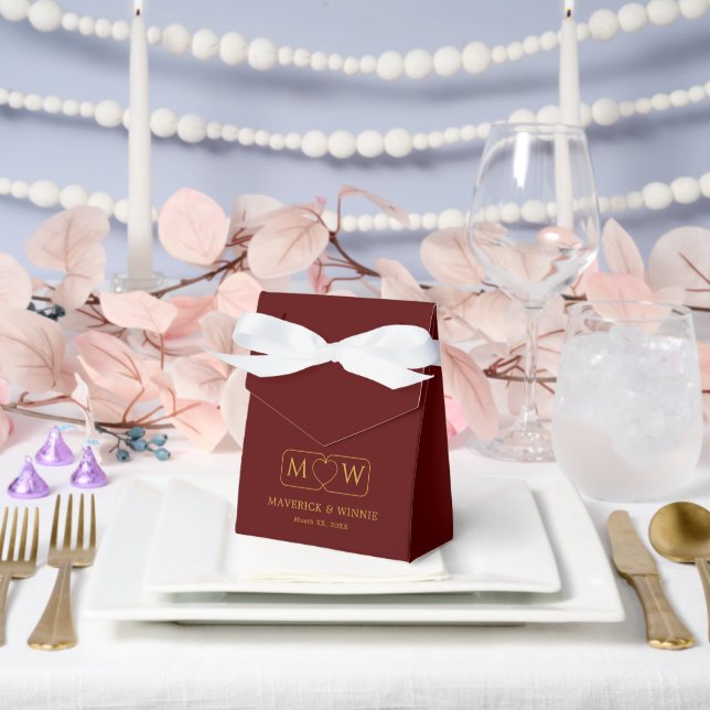 Elegant Maroon Tent Favor Box for Weddings (Wedding)