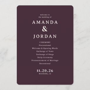 Elegant Maroon Wedding Ceremony Program