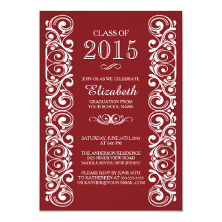 Maroon And White Graduation Invitations 1