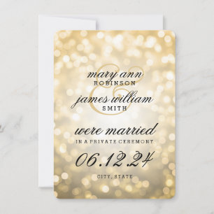 Elegant Marriage / Elopement Gold Bokeh Lights Announcement