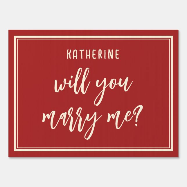 Elegant Marriage Proposal Will You Marry Me Sign (Front)