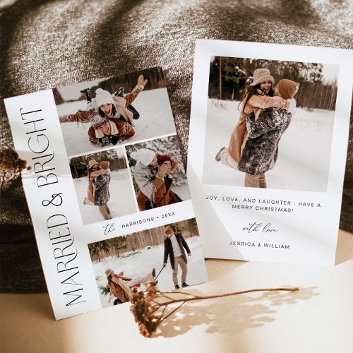 Elegant Married and Bright Holiday Photo card