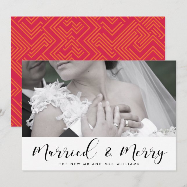 Elegant Married and Merry couple Christmas card (Front/Back)