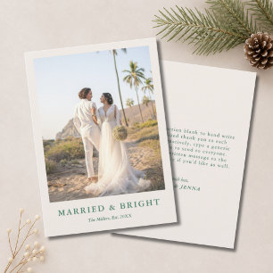 Elegant Married & Bright Wedding Xmas Thank You Holiday Card