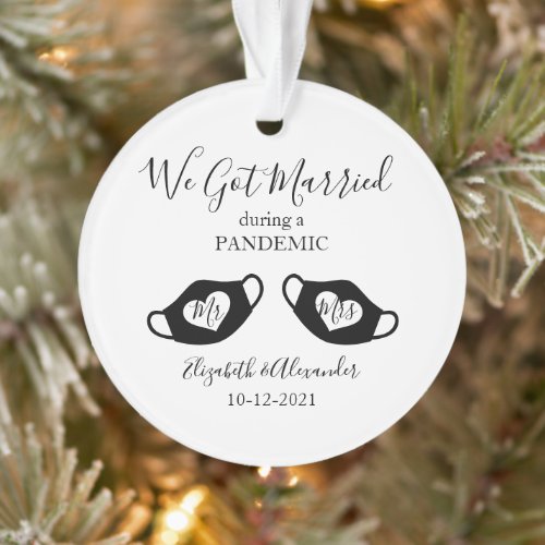 Elegant Married during Pandemic Photo Christmas Ornament