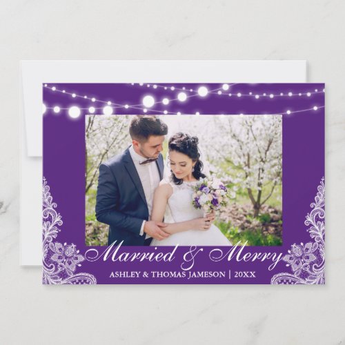 Elegant Married  Merry Holiday Photo Card P