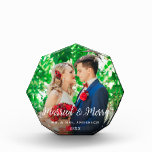 Elegant Married & Merry Photo Wedding Octagon<br><div class="desc">Elegant Script Married and Merry Photo Wedding Octagon Photo Block</div>