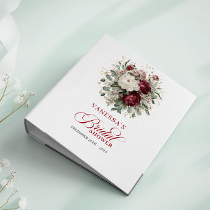 Elegant Marsala Floral Bridal Shower Memory Album 3 Ring Binder