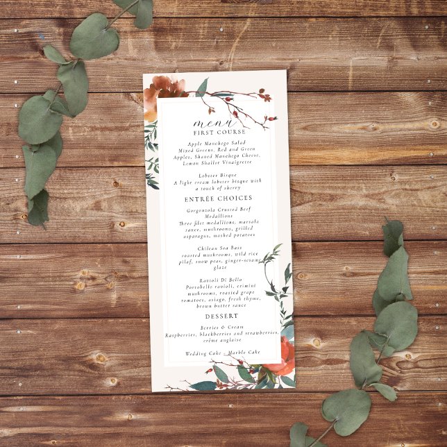 Elegant Marsala Peach Botanical Garden Menu (Creator Uploaded)