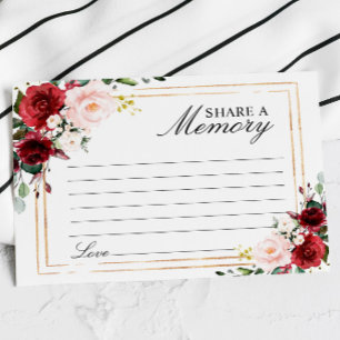 Elegant Marsala Rose Funeral Share a Memory Card