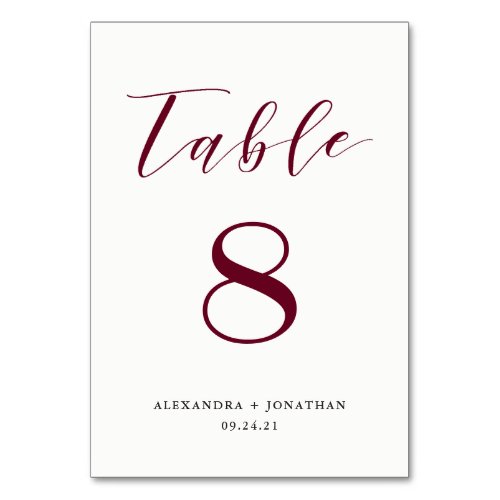Elegant Marsala Table Number