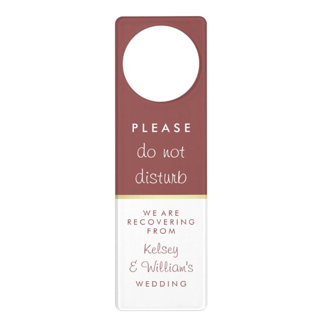 Elegant Marsala Wedding Guest Do not Disturb Door Hanger (Front)