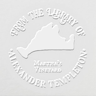 Elegant Martha’s Vineyard Map OL Library Book Name Embosser