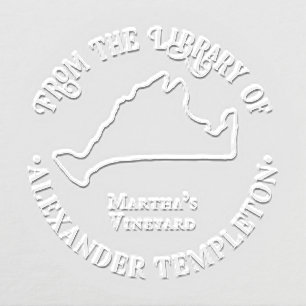 Elegant Martha’s Vineyard Map OL Library Book Name Embosser