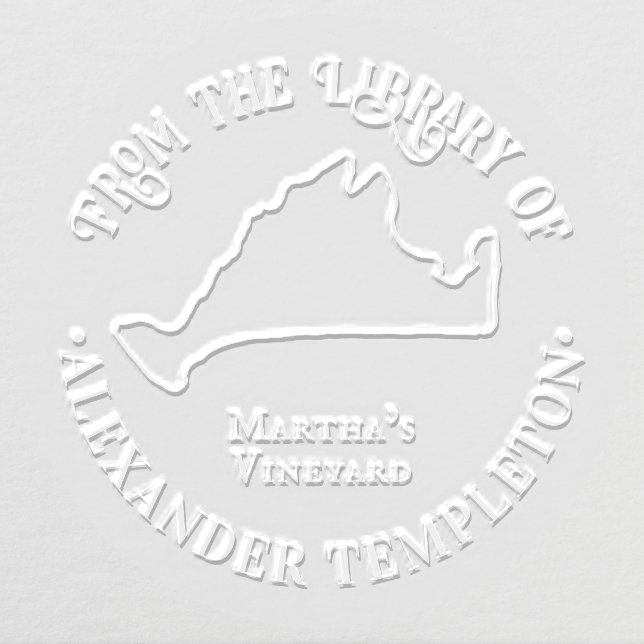 Elegant Martha’s Vineyard Map OL Library Book Name Embosser (Design)