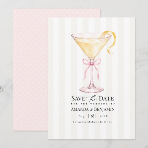 Elegant Martini Cocktail Blush Pink Wedding Save The Date