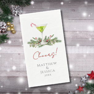 Elegant Martini Cocktail Cheers! Personalized Paper Guest Towels