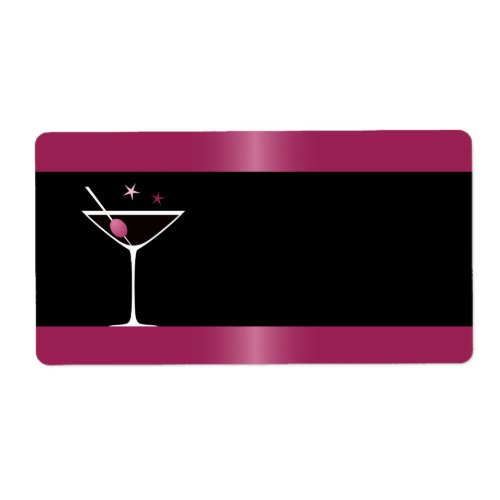 Elegant martini cocktail drink glass fuchsia black label
