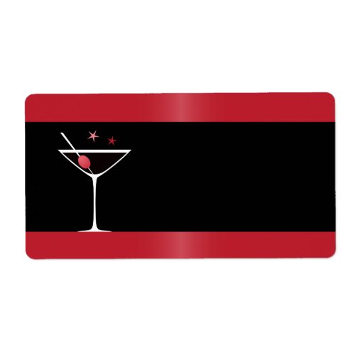 Elegant martini cocktail drink glass red black label